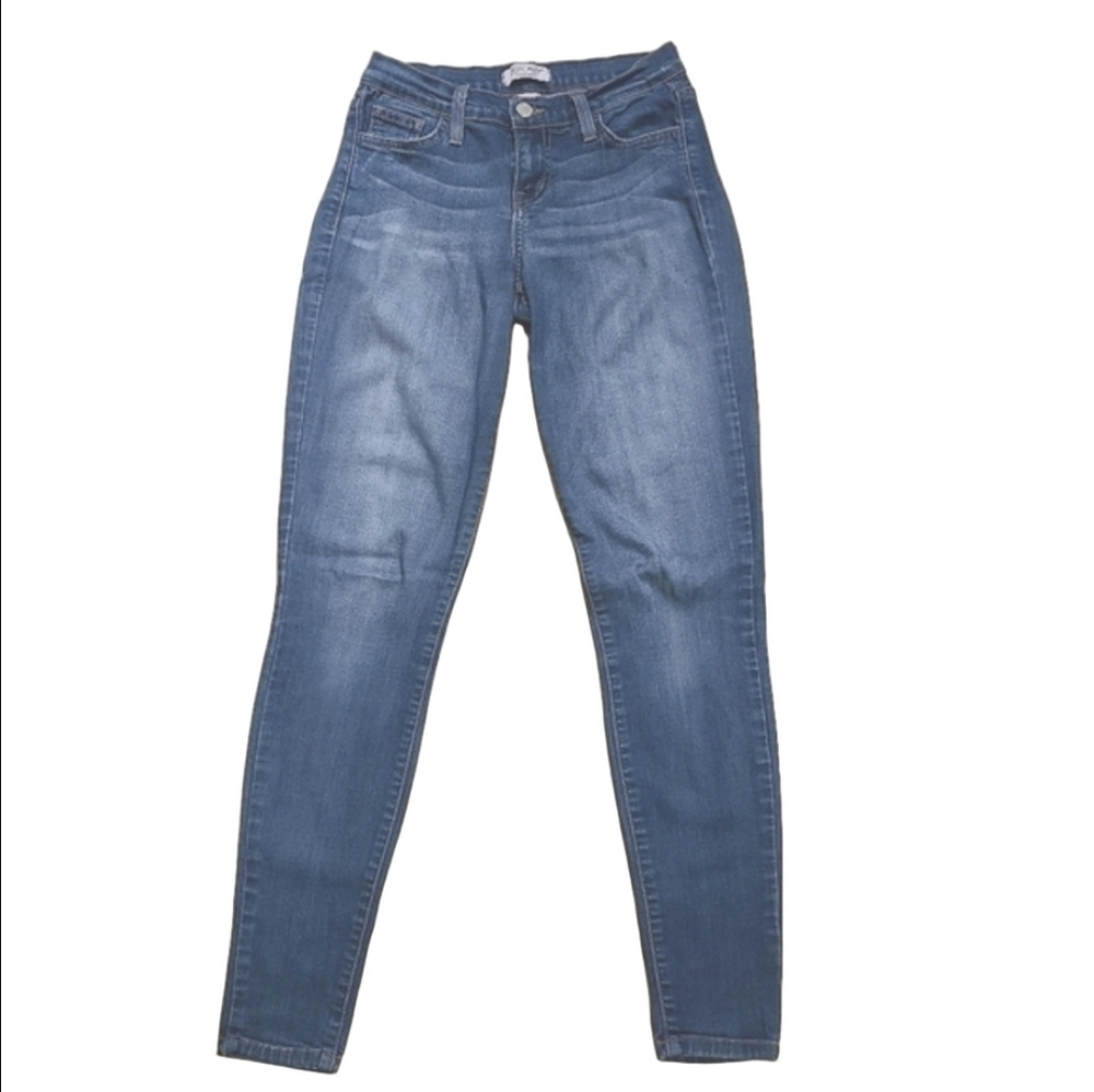 Judy Blue Jeans Slim Medium Wash Faded Denim Mid Rise Tapered Leg Size 1/25